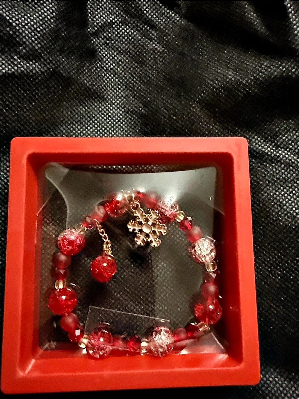 Red & Gold Beaded Charm Bracelet